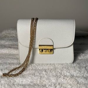 White Purse with Gold Chain